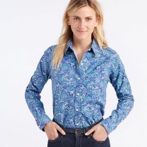 LL Bean wrinkle free, floral Oxford shirt.